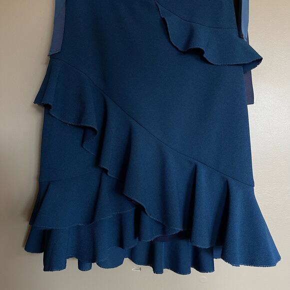Rebecca Vallance Aegean Mini Dress Indigo Size 2 Blue Ruffles Chic Sexy Classic - Picture 6 of 16